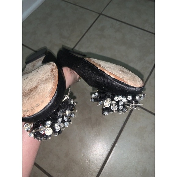dani black Satin Beaded Mallee Flats beaded crystal y2k fall classic designer - Picture 6 of 6
